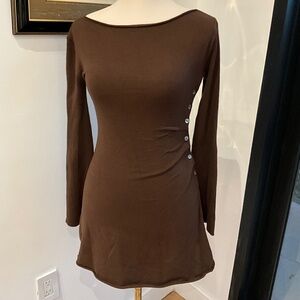 Brown Knit Long Sleeve Top